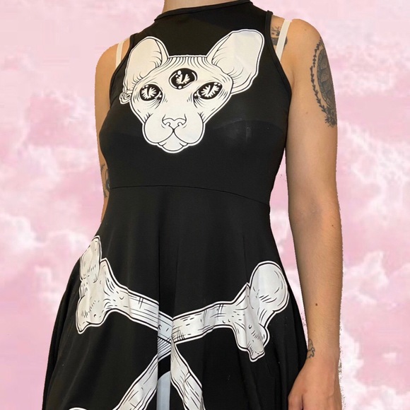 dressbarn Dresses Third Eye Cat Skater Dress Poshmark